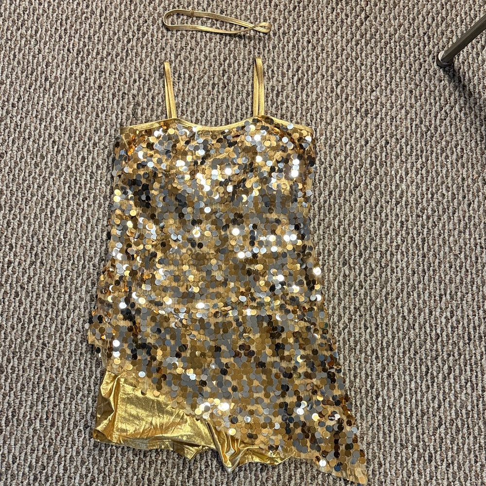 Gold Sequin dance costume with boy shorts